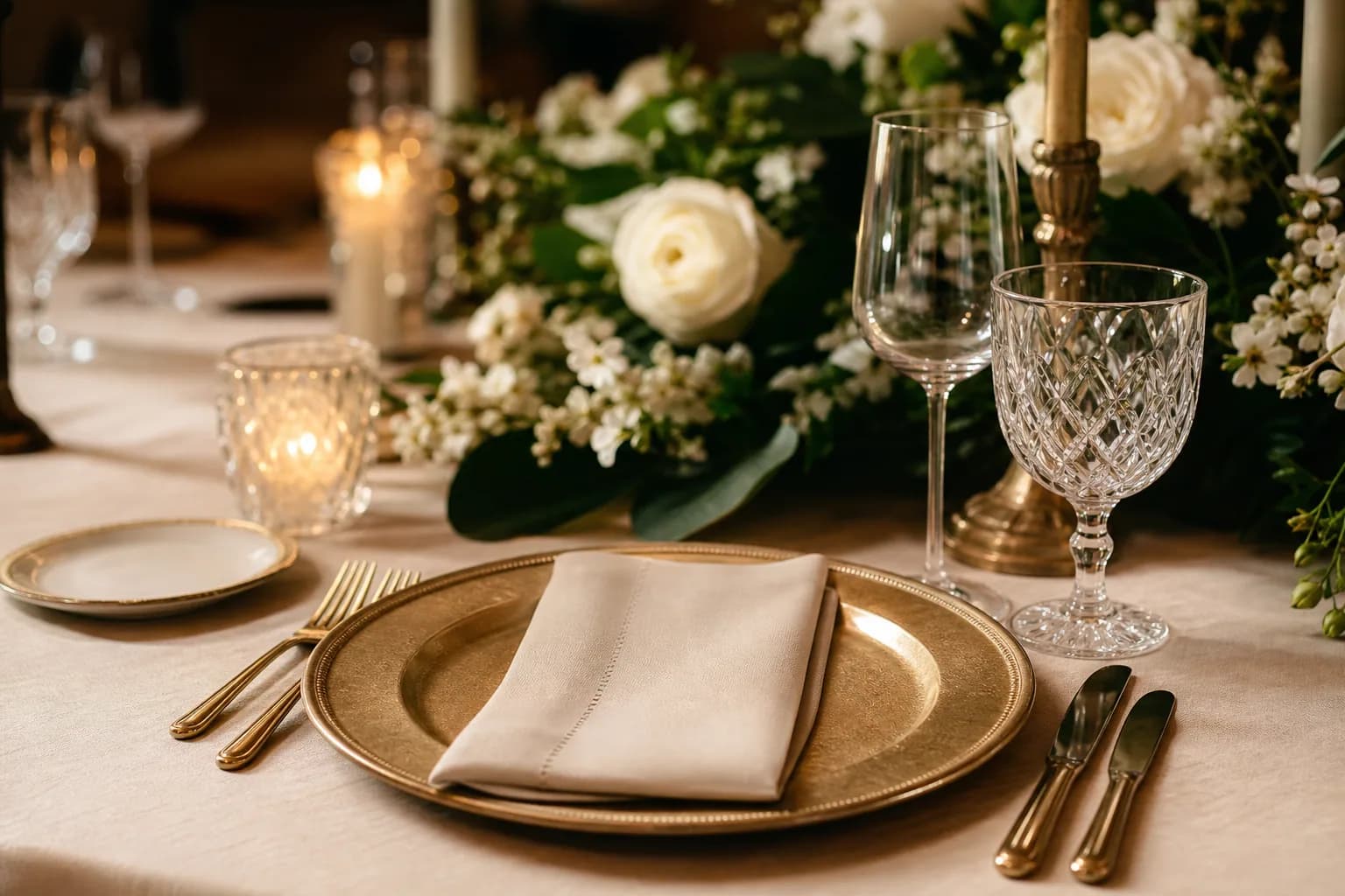 Stemware and place setting on the clubhouse veranda